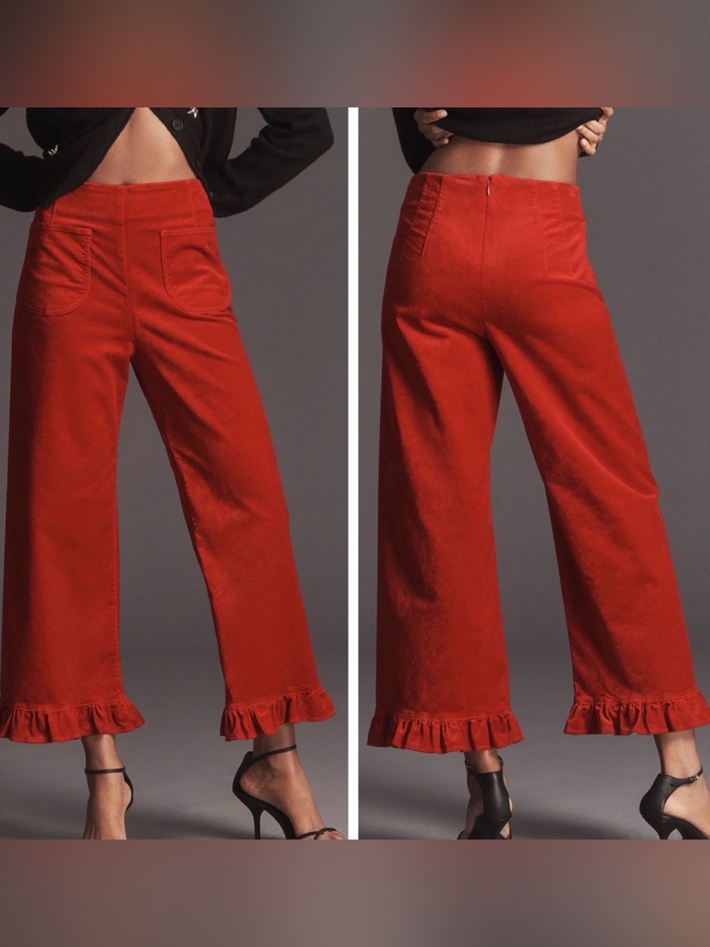 Anthropologie Maeve The Colette Crop Velvet Wide-Leg Pants:, Size 24 Tall